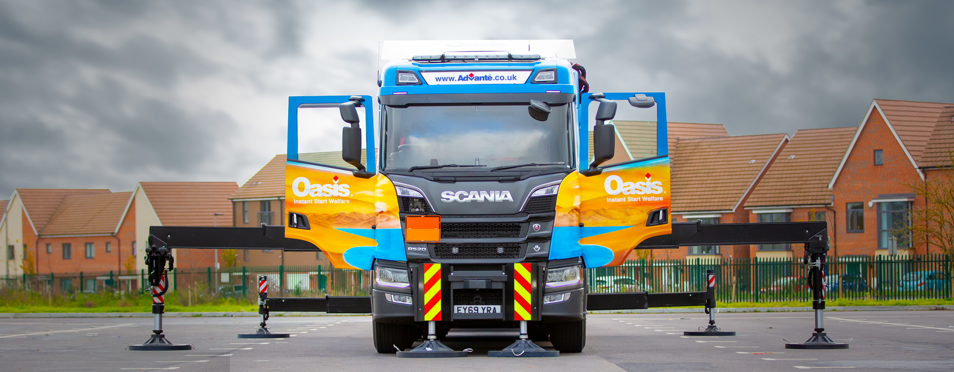 Lorry loader with doors open