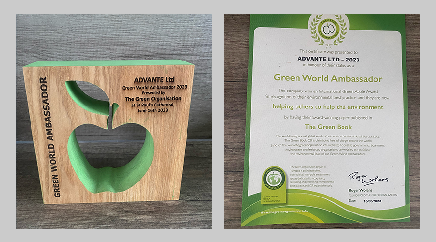Advanté Awarded Green World Ambassador for Environmental Excellence